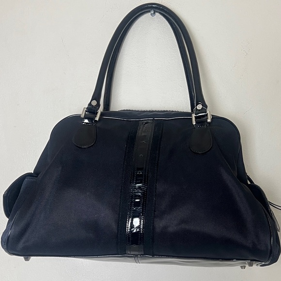 Cole Haan Canavas Patent Leather double handle Shoulder Handbag Black. - Picture 6 of 16